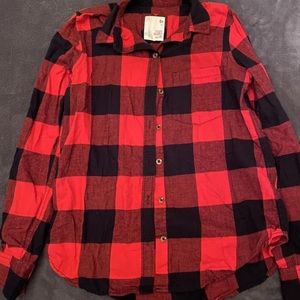 Red & Black Buffalo Plaid Jr’s xsmall Flannel Top